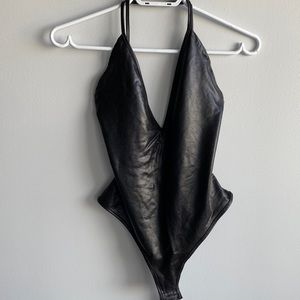 Faux leather bodysuit